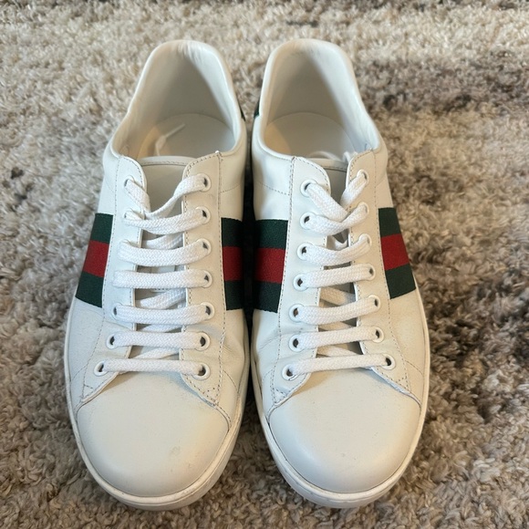 Gucci Ace Sneakers for Men White with Green and Red Stripes - Picture 1 of 15